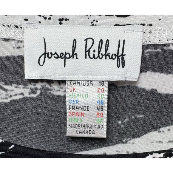 Joseph Ribkoff Black White Top Sz 18 XL Rouched Sides Liquid Knit - Picture 3 of 11
